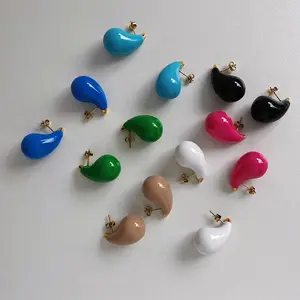 Fashion Stainless Steel Earrings Jewelry 18K Gold Plated Huggie Chunky Water Drop Earrings For Women