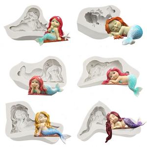 Moldes de silicona 3d personalizados para decoración de tartas, Fondant de sirena y <span class=keywords><strong>Princesa</strong></span>, molde de silicona - Product Image 4