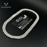 Cadena Cubana Miami Iced Out de 12mm con Moissanita VVS Completa, Collar de Plata 925, Joyería Hip Hop, Tamaño Personalizado