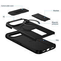 Étui de téléphone magnétique à fenêtre coulissante 2 en 1 pour Google Pixel 9 10 Pro XL 9A, cadre en TPU souple, coque arrière en plastique dur, protection, fundas