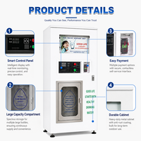Máquina Expendedora de Agua de Acero Inoxidable con Ósmosis Inversa, Autolimpieza y Sanitización UV Automática, Pago con Monedas/Tarjeta, Servicio 24h