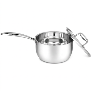 Casserole classique à trois couches en acier inoxydable avec couvercle, écologique, compatible induction, pour cuisinière à gaz ou électrique, cuisine - Product Image 1