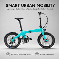 Vélo électrique pliable pratique en fibre de carbone, frein à disque hydraulique durable, vélo électrique de loisirs urbain