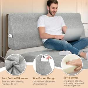 Çıkarılabilir kapak başlık üçgen kama yastık kraliçe büyük Bolster arkalığı okuma yatakta oturmak için yastıklar - Product Image 3