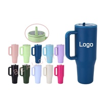 Beauchy Travel 40oz gobelet à vide en acier inoxydable avec paille et poignée pour eau froide pour la salle de sport et le sport