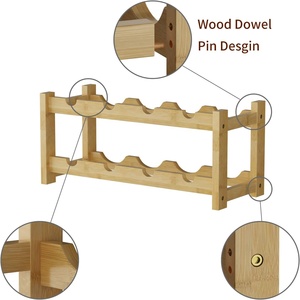 Soporte <span class=keywords><strong>de</strong></span> madera para encimera, estante <span class=keywords><strong>de</strong></span> almacenamiento <span class=keywords><strong>de</strong></span> <span class=keywords><strong>vino</strong></span>, 8 botellas, 2 niveles, bambú - Product Image 3