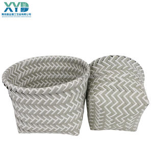 S/2 tejido a mano exquisito Correa PP cesta con asas - Product Image 1