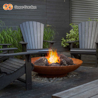 Brasero extérieur en acier corten pour jardin - Bol à feu rond rouge rouillé écologique avec chauffage personnalisé