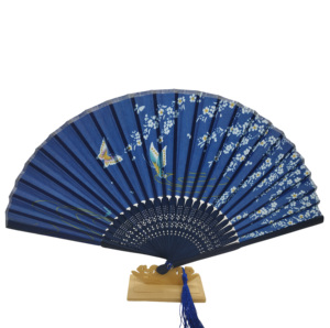 Abanicos de Seda Ecológicos para Danza y Bodas, Abanicos Plegables de Bambú Tallado con Diseño Floral para Regalos, Gran Venta - Product Image 2