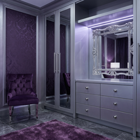 Ensemble de chambre d'hôtel 5 étoiles Royal, tête de lit en velours améthyste violet foncé, quincaillerie argentée, lustre en cristal, suite personnalisée OEM