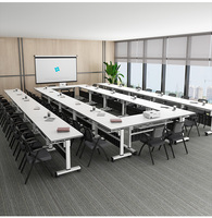 Oumailong Ensemble de table de formation en fer rectangulaire simple et moderne Épissage mobile Panneau de conférence pliable multifonctionnel