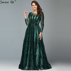 Robe de <span class=keywords><strong>soirée</strong></span> <span class=keywords><strong>longue</strong></span> en cristal de velours vert haut de gamme et élégante pour les banquets, les mariages et les hôtes Commerce extérieur Modeste LA70040 - Product Image 3