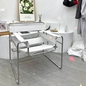 เก้าอี้สแตนเลสนอร์ดิกดีไซน์เนอร์เก้าอี้โซฟาปรับเอนนอนในยุคกลางเก้าอี้เจรจาสำนักงานที่มีชื่อเสียงทางอินเทอร์เน็ต - Product Image 1