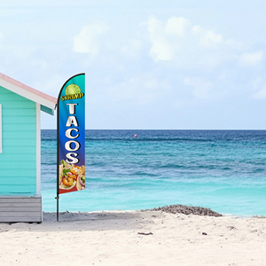 2,5*11,5 pies de alta calidad personalizado SHRIMP TACOS banderas de plumas bandera de playa para fiesta en la playa y promociones publicitarias - Product Image 4