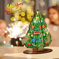 LS New 5D Christmas Tree Diamond Painting Single Side Poplar Density Board Wooden Ornament Classic Creative DIY Diamond Dot