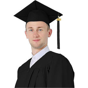 Gorra de Graduación Negra Personalizable al por Mayor para Uso Escolar, 100% Poliéster con Borla 2025 para Adultos - Product Image 1