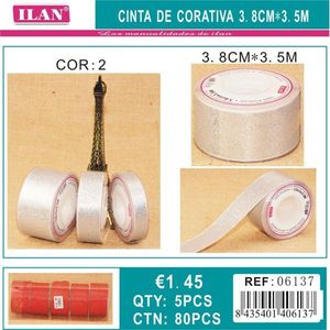 Il nastro decorativo 3,8 cm x 3,5 m argento per artigianato e decorazioni - Product Image 2