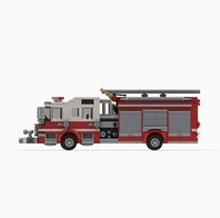 MOC-156284 Truk Pemadam Kebakaran Mini 6-Piece Puzzle Toy Building Block Set Model Dekorasi