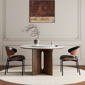 <b>Round</b> Wooden Dining <b>Table</b> With Rotatable Top For <b>Small</b> Space Modern Home Use - Product Image 1