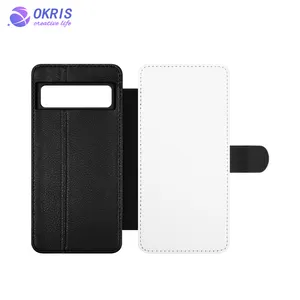Casing dompet kulit PU berdiri sublimasi kosong DIY populer dengan bagian dalam casing karet lembut untuk Pixel 9 / 9 Pro / 8/ 8 Pro
