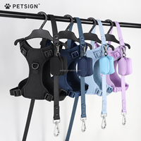 Harnais pour chien en néoprène ajustable, respirant, simple et tendance, avec logo personnalisable en spandex et laisse mains libres facile à utiliser.