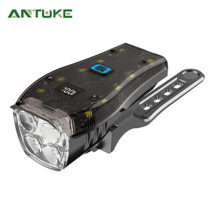 Nueva Luz Delantera para Bicicleta de Exterior, 4 Modos LED, Pantalla Digital, Recargable, Impermeable IPX4, Plástico Transparente Negro - Product Image 2
