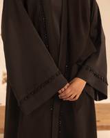 Abaya élégante perlée à devant ouvert en gros - Robe longue de soirée de luxe pour femmes musulmanes, couleur personnalisée