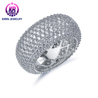 Bague de fiançailles Kirin entièrement sertie de diamants, en argent sterling 925 véritable, avec zircone cubique de haute qualité, classique, pour fêtes, mariages, bijoux OEM ODM