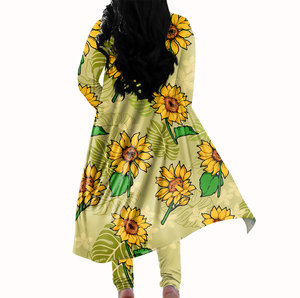 Vestito di <span class=keywords><strong>compleanno</strong></span> per donna Leggings cappotto lungo mantello abiti di lusso tribale stampa pantaloni set donna 2 pezzi abiti Casual - Product Image 3