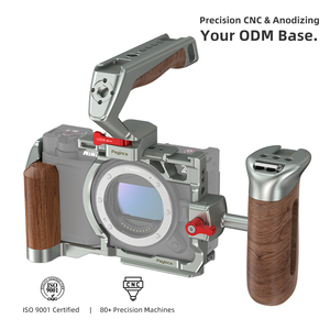 Kit de cage de caméra en aluminium pour <span class=keywords><strong>Nikon</strong></span> ZR - Avec poignée supérieure et poignée latérale en bois, interface d'extension riche, plaque de dégagement rapide Arca - Product Image 1