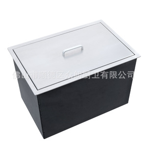 Stainless Steel Ice <b>Bucket</b> Rectangle Insulated <b>Lid</b> Commercial Beverage Storage Minimalist Design Brushed Surface - Product Image 5