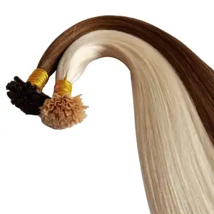 Double Drawn Utip Luxury Nail Tip Human Hair Extension Keratin Hair Extensions Top Grade U Tip