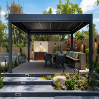 Pergola bioclimatique motorisée d'extérieur, à lames orientables rétractables, en aluminium, étanche, avec application intelligente, éclairage LED pour balcon, gazebo de jardin