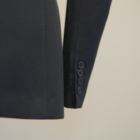 Blazer pour femme à revers cranté, simple boutonnage, manches bouffantes, 100% polyester, noir, taille ajustée, veste de costume formelle de bureau