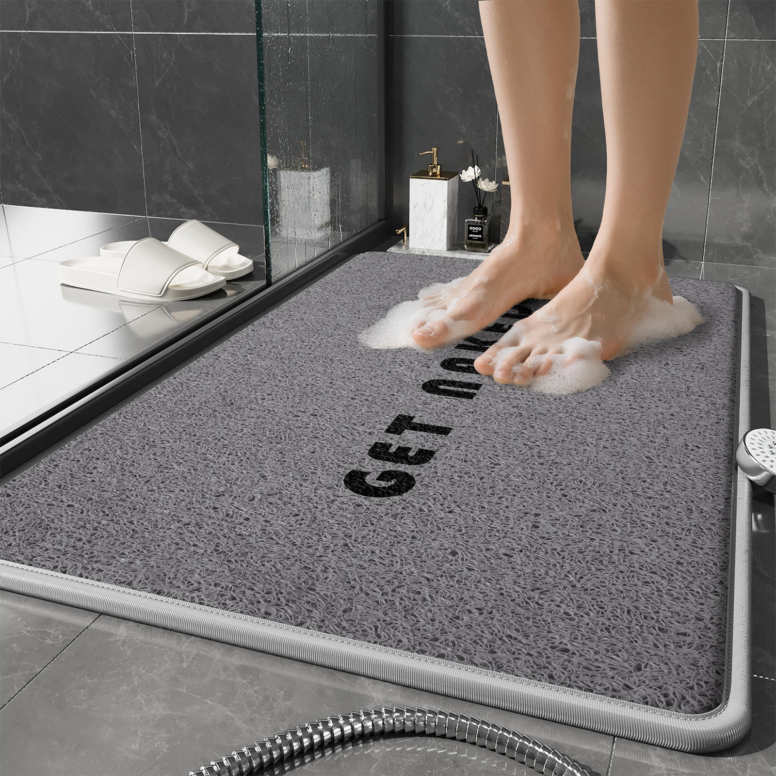 Tapis de douche à bords scellés - Gris Portail