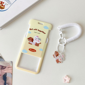 Porte-cartes 3 pouces en plastique ABS avec motif chiens et lapins de dessin animé, étui pour badges et cartes d'identité d'étudiant avec pendentif breloque en acrylique - Product Image 5