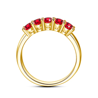 Bagues classiques en laiton pour femmes, style 5 pierres, rubis, saphir, émeraude synthétiques, parfaites pour un usage quotidien, durables, plaquées or 14 carats