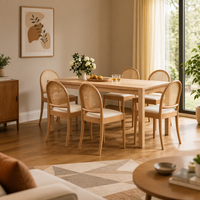 Ensemble de 2 chaises de salle à manger minimalistes en rotin avec design sans accoudoirs rembourrés et pieds ergonomiques en bois pour usage domestique/hôtelier
