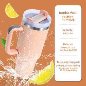 40oz Tumbler with Handle and <b>Straw</b> Lid Coffee Insulated Cup Reusable Stainless Steel Water <b>Bottle</b> Travel Mug Cupholder Friendly - Product Image 5