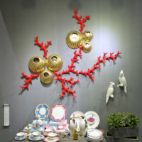 Décoration murale ronde en céramique dorée de luxe, design contemporain écologique pour la maison, le bureau et les centres commerciaux