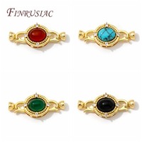 Fermoirs de bijoux en pierre naturelle incrustés plaqué or véritable 18 carats attaches serrures Bracelets accessoires pour composants de résultats de bijoux