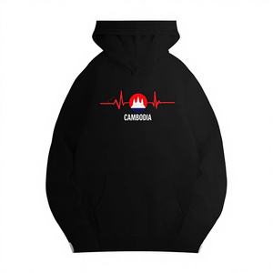 Sudadera con Capucha Casual para Mujer, Diseño de Latido de Corazón de Camboya, Tejida e Impresa - Product Image 1