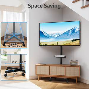 14-55 inch di động TV giỏ hàng Màn hình tầng đứng Chiều cao có thể điều chỉnh kim loại cán TV giỏ hàng với máy tính xách tay kệ - Product Image 6