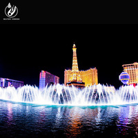 Fontaines d'eau de jardin extérieures au design moderne Water Crown, buses 3D, fontaine musicale dansante