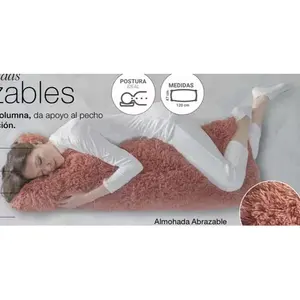 Oreiller Câlinable Vianney Rose Oblong avec Soutien Cervical, Rembourrage 100% Fibre de Polyester, Lavable en Machine, Style Moderne, Motif Uni - Product Image 3