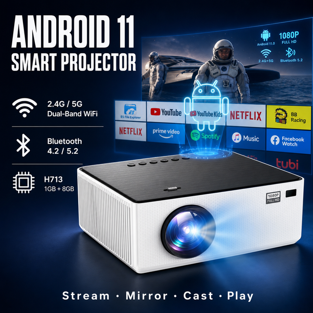Android Projector Wholesale 1080P Full HD WiFi Portable LED Video Projector Android 11 350 ANSI 1GB 8GB for Distribution