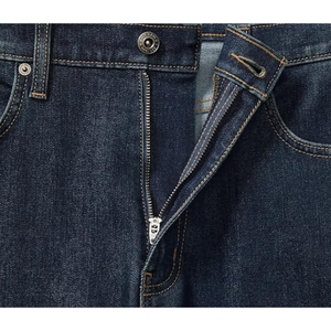 Jean en denim coupe droite délavé foncé pour homme, taille mi-haute, coupe classique, bleu uni, décontracté - Product Image 5
