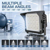 Projecteur à haute luminosité, minimum 150 lm/w, dimmable, équivalent 300 W, rotatif, IP65, terrain de sport, stade de football