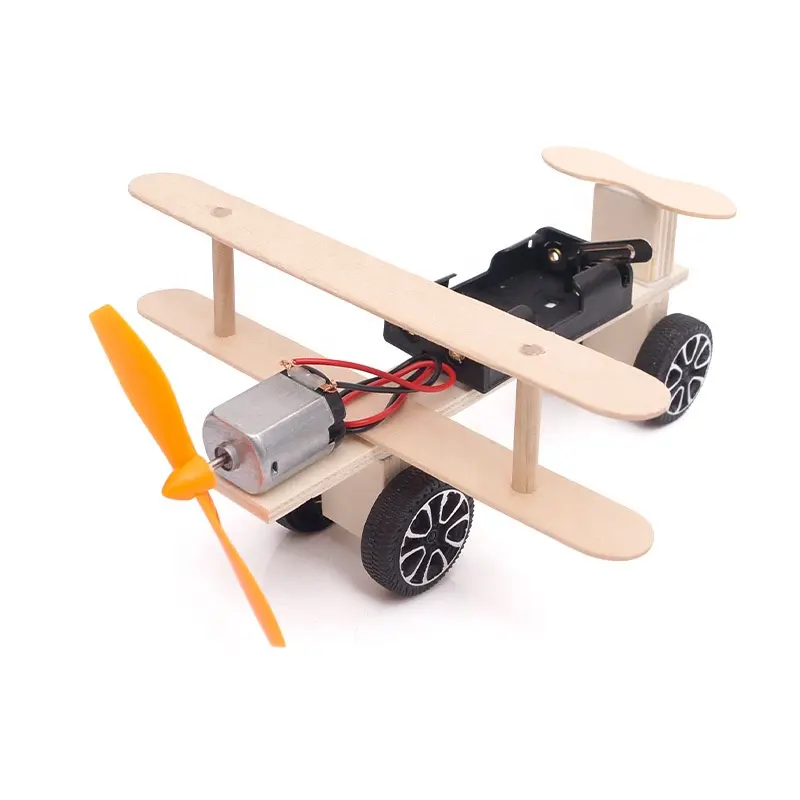 STEM toys educational science children diy wooden model glide taxiing aircraft toy