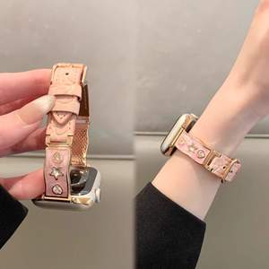 สายนาฬิกาข้อมือดีไซน์สวยหรูประดับดาวและคริสตัล วัสดุโลหะผสมและหนัง สำหรับ Apple Watch 11 10 Ultra สายรัดข้อมือเปลี่ยนได้ - Product Image 4